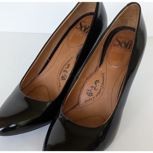 SOFFT Womens Black Patent Leather 3.5” High Heel Pump Shoes Size 7 M - Picture 3 of 5